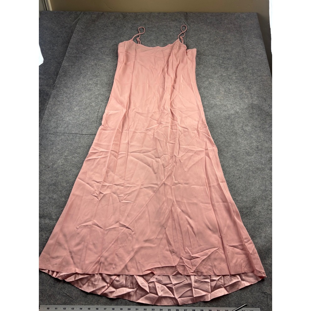 AYR Pink 100% Silk Maxi Slip Dress Adjustable Straps Womens L Sexy Date Night